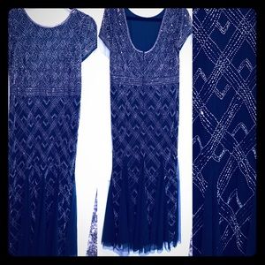 Adrianna Papell navy and silver sequin dress